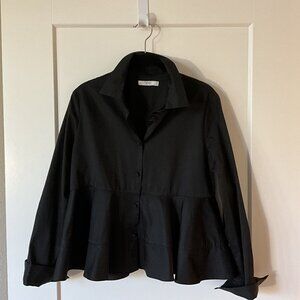 CO poplin tiered peplum blouse size M